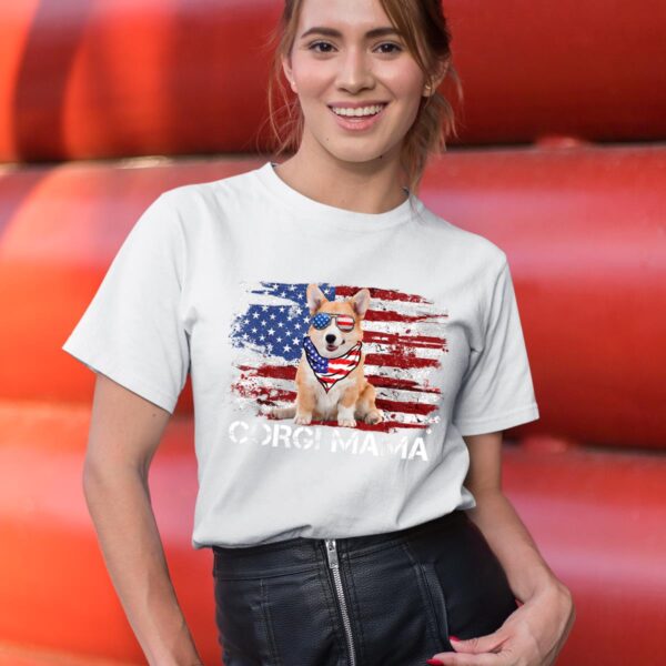 Linocasa– Corgi Mama American USA Flag T-Shirt - Image 8
