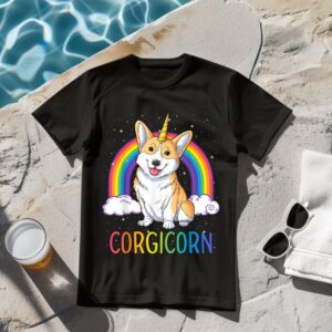 Linocasa– Corgicorn Corgi Unicorn Space Galaxy T-Shirt