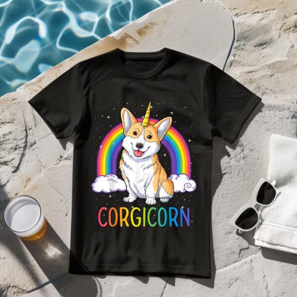 Linocasa– Corgicorn Corgi Unicorn Space Galaxy T-Shirt
