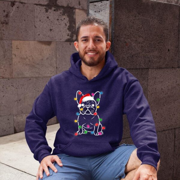 Linocasa– Christmas Lights Dog French Bulldog Hoodie - Image 4