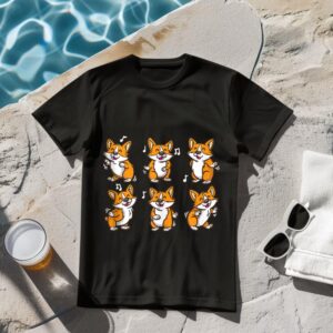 Linocasa– Cute Floss Dancing Corgi Puppies Dog T-Shirt