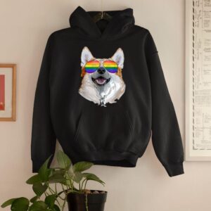 Linocasa– Corgi Dog Rainbow Sunglasses LGBT Pride Hoodie