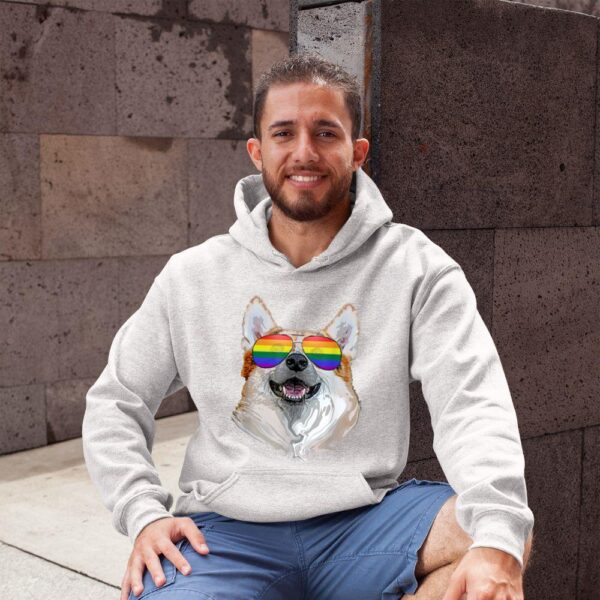 Linocasa– Corgi Dog Rainbow Sunglasses LGBT Pride Hoodie - Image 5