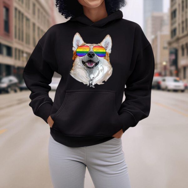 Linocasa– Corgi Dog Rainbow Sunglasses LGBT Pride Hoodie - Image 6