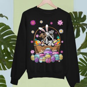 Linocasa– Bunny English Bulldog Dog Easter Eggs Sweatshirt