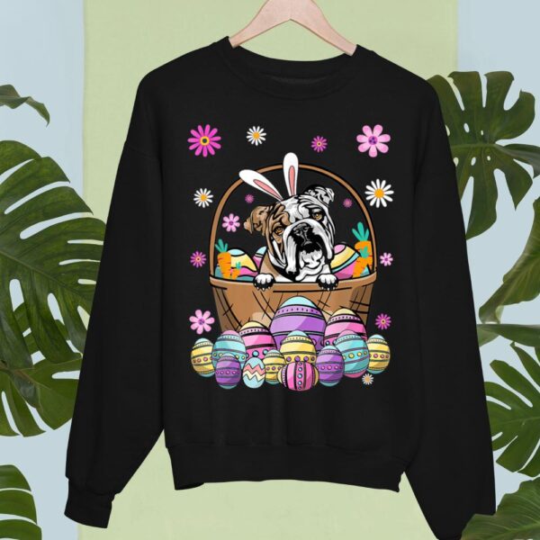 Linocasa– Bunny English Bulldog Dog Easter Eggs Sweatshirt
