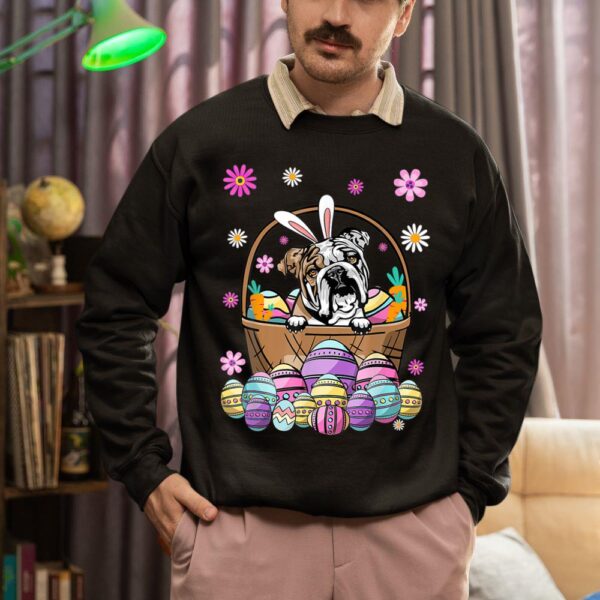 Linocasa– Bunny English Bulldog Dog Easter Eggs Sweatshirt - Image 3