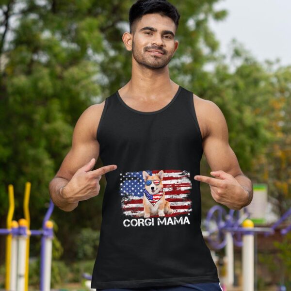 Linocasa– Corgi Mama American USA Flag Tank Top - Image 3