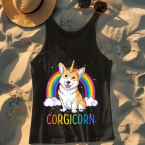 Linocasa– Corgicorn Corgi Unicorn Space Galaxy Tank Top