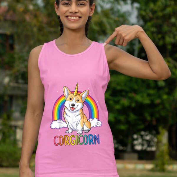 Linocasa– Corgicorn Corgi Unicorn Space Galaxy Tank Top - Image 7