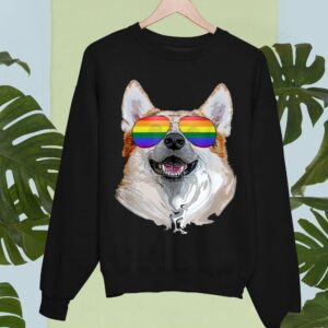 Linocasa– Corgi Dog Rainbow Sunglasses LGBT Pride Sweatshirt