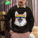 Linocasa– Corgi Dog Rainbow Sunglasses LGBT Pride Sweatshirt