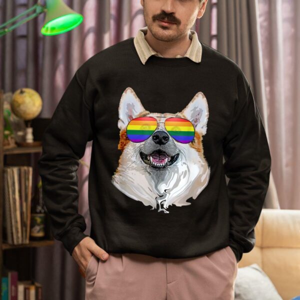 Linocasa– Corgi Dog Rainbow Sunglasses LGBT Pride Sweatshirt - Image 3