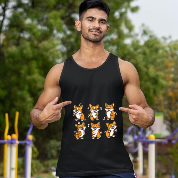Linocasa– Cute Floss Dancing Corgi Puppies Dog Tank Top - Image 3