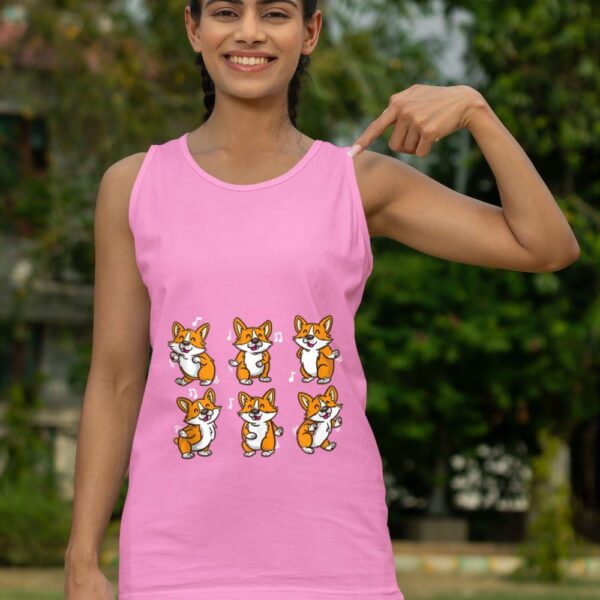 Linocasa– Cute Floss Dancing Corgi Puppies Dog Tank Top - Image 7