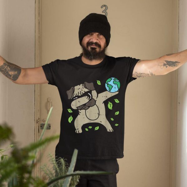 Linocasa– Earth Day Dabbing Pug T-Shirt - Image 3