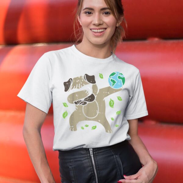 Linocasa– Earth Day Dabbing Pug T-Shirt - Image 8