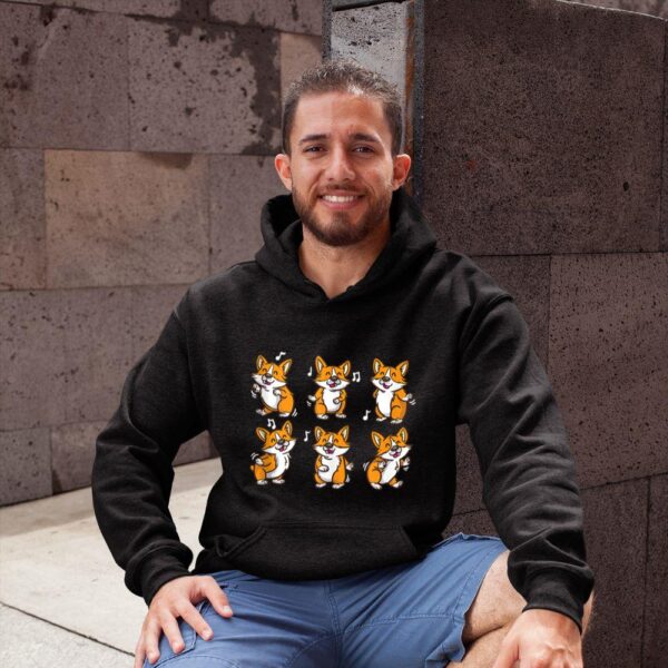 Linocasa– Cute Floss Dancing Corgi Puppies Dog Hoodie - Image 3