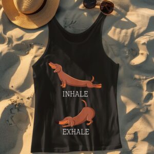 Linocasa– Dachshund Weiner Dog Yoga Inhale Exhale Tank Top