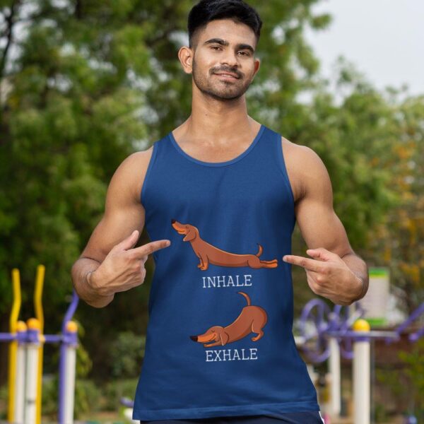 Linocasa– Dachshund Weiner Dog Yoga Inhale Exhale Tank Top - Image 4