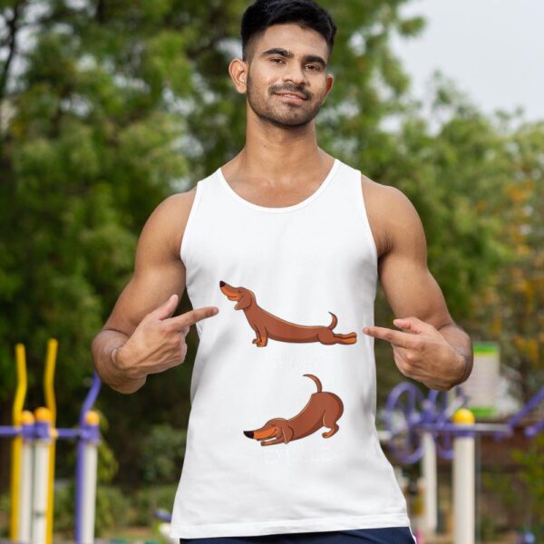 Linocasa– Dachshund Weiner Dog Yoga Inhale Exhale Tank Top - Image 5