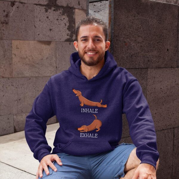 Linocasa– Dachshund Weiner Dog Yoga Inhale Exhale Hoodie - Image 4