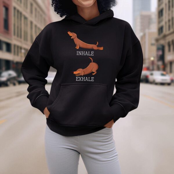 Linocasa– Dachshund Weiner Dog Yoga Inhale Exhale Hoodie - Image 6