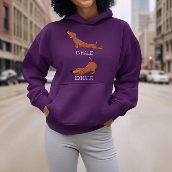 Linocasa– Dachshund Weiner Dog Yoga Inhale Exhale Hoodie - Image 7