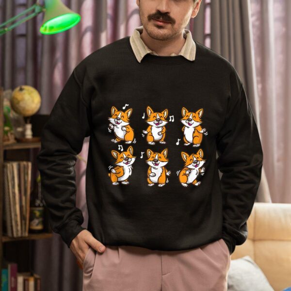 Linocasa– Cute Floss Dancing Corgi Puppies Dog Sweatshirt - Image 3