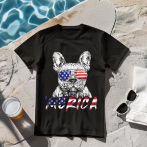 Linocasa– French Bulldog American USA Flag T-Shirt