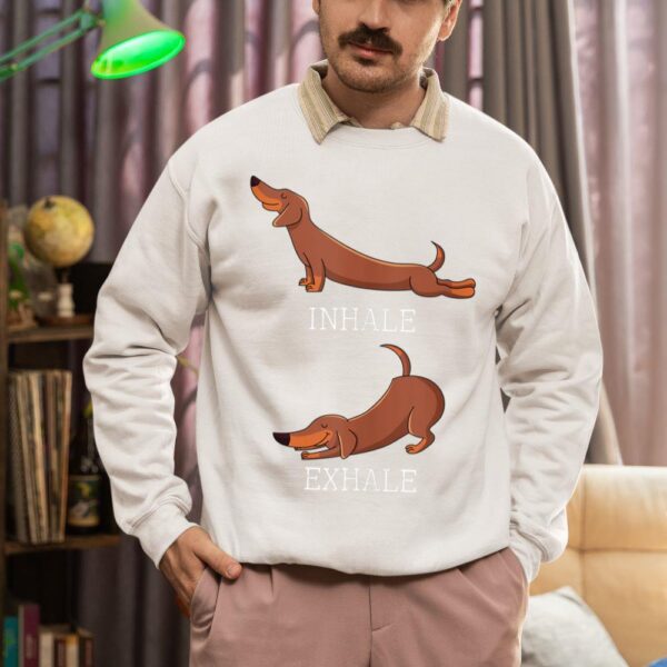 Linocasa– Dachshund Weiner Dog Yoga Inhale Exhale Sweatshirt - Image 5