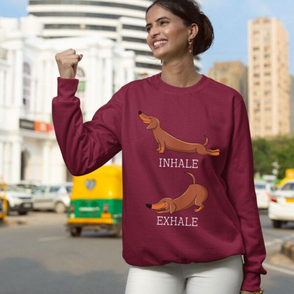 Linocasa– Dachshund Weiner Dog Yoga Inhale Exhale Sweatshirt - Image 7