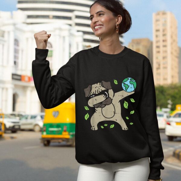 Linocasa– Earth Day Dabbing Pug Sweatshirt - Image 6