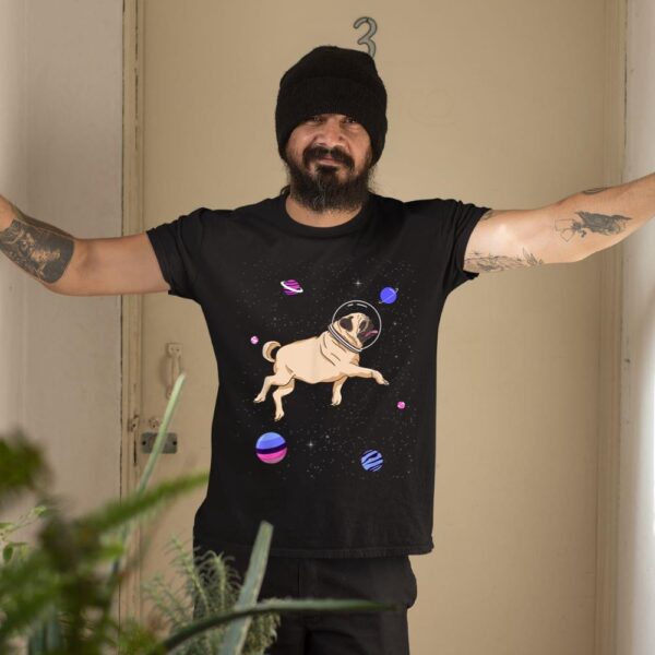Linocasa– Omnisexual Pug In Space T-Shirt - Image 3