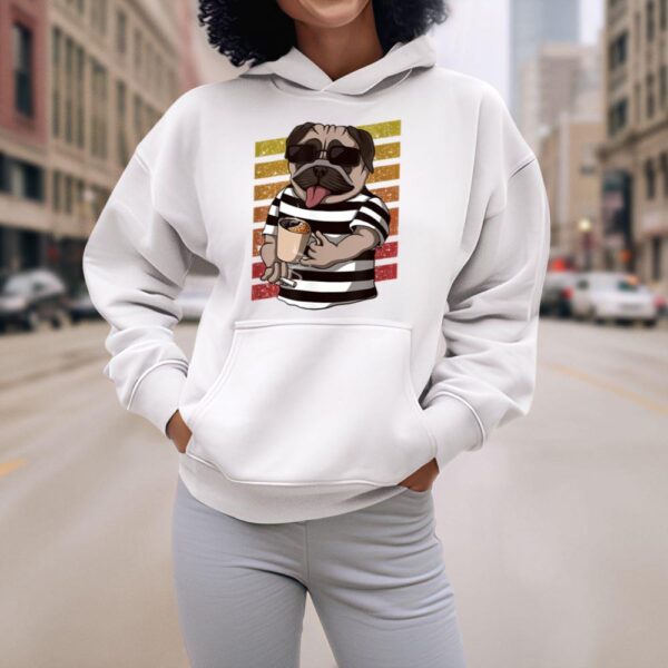 Linocasa– Pug Dog Drinking Coffee Hoodie - Image 8