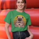 Linocasa– Retro Yoga Dog Pug Sunset T-Shirt