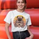 Linocasa– Retro Yoga Dog Pug Sunset T-Shirt