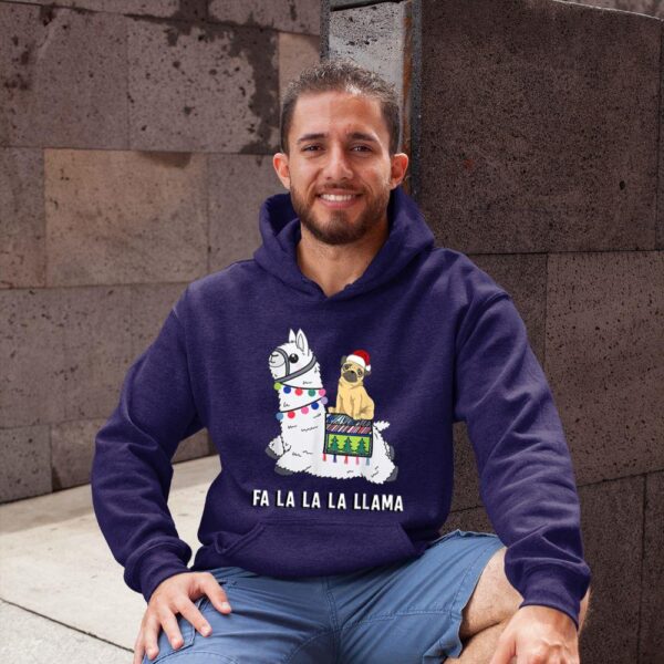 Linocasa– Pug Riding Llama Christmas Hoodie - Image 4