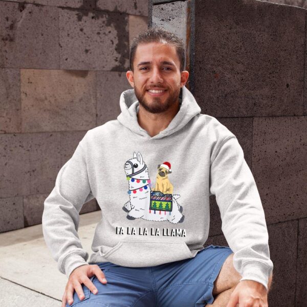 Linocasa– Pug Riding Llama Christmas Hoodie - Image 5