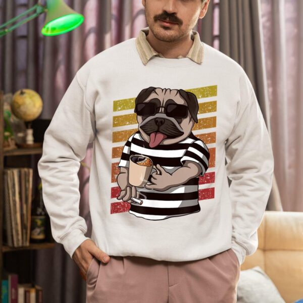 Linocasa– Pug Dog Drinking Coffee Sweatshirt - Image 5