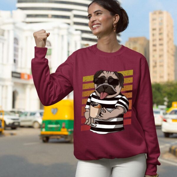 Linocasa– Pug Dog Drinking Coffee Sweatshirt - Image 7