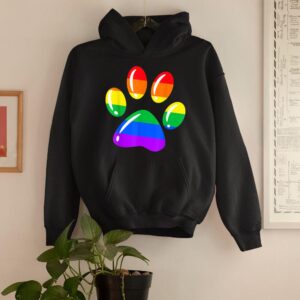 Linocasa– Rainbow Paw Print Dog Paw LGBT Pride Hoodie
