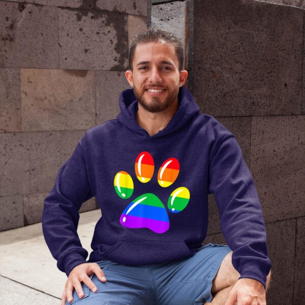 Linocasa– Rainbow Paw Print Dog Paw LGBT Pride Hoodie - Image 4
