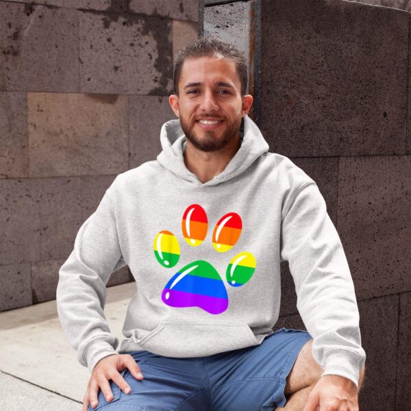 Linocasa– Rainbow Paw Print Dog Paw LGBT Pride Hoodie - Image 5