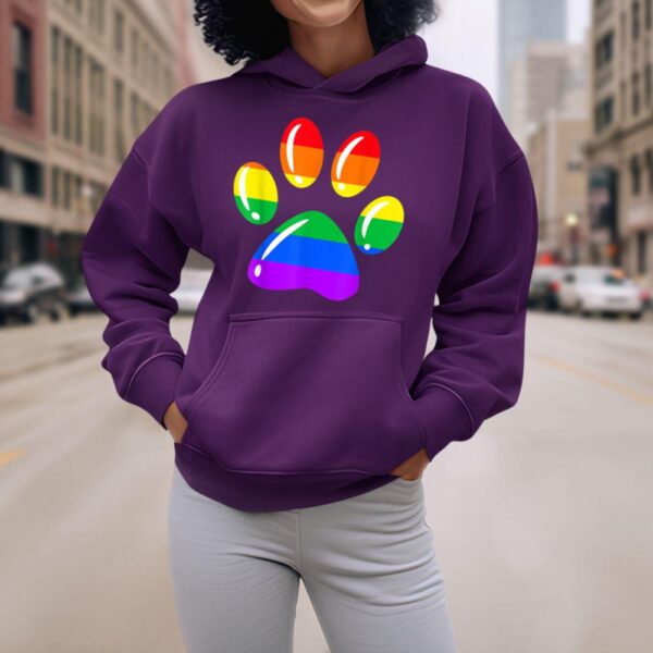 Linocasa– Rainbow Paw Print Dog Paw LGBT Pride Hoodie - Image 7
