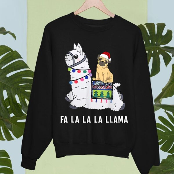 Linocasa– Pug Riding Llama Christmas Sweatshirt