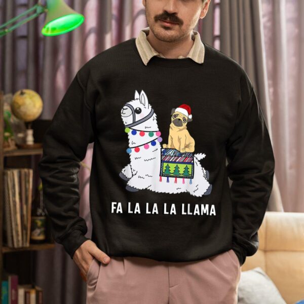 Linocasa– Pug Riding Llama Christmas Sweatshirt - Image 3