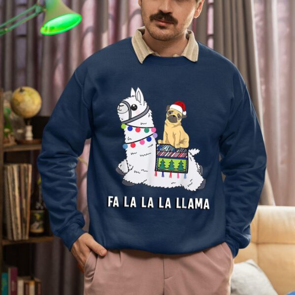 Linocasa– Pug Riding Llama Christmas Sweatshirt - Image 4