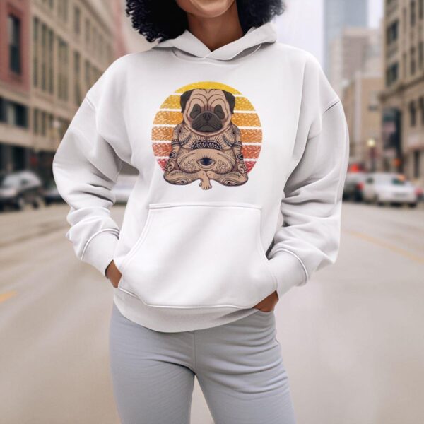 Linocasa– Retro Yoga Dog Pug Sunset Hoodie - Image 8