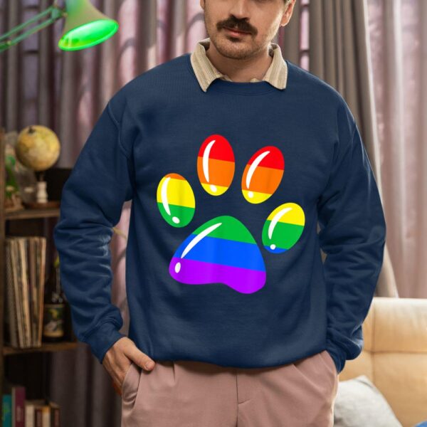 Linocasa– Rainbow Paw Print Dog Paw LGBT Pride Sweatshirt - Image 4